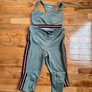 Green with Red Stripes Women’s F21 Athletic Set Top Small Bottom Medium